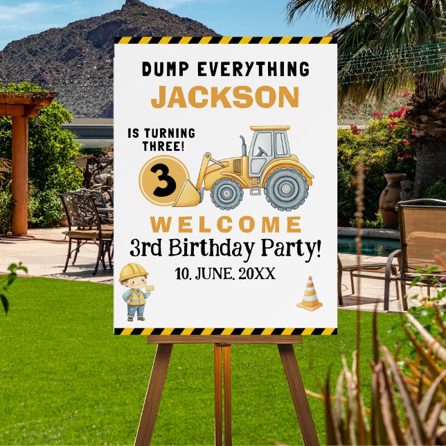 "Heavy-Duty Birthday 3 Fun! Construction Party  Foam Board (Creator Uploaded)