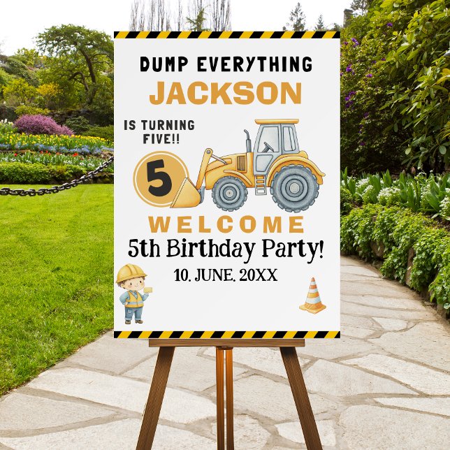 "Heavy-Duty Birthday 5 Fun! Construction Party  Foam Board (Creator Uploaded)