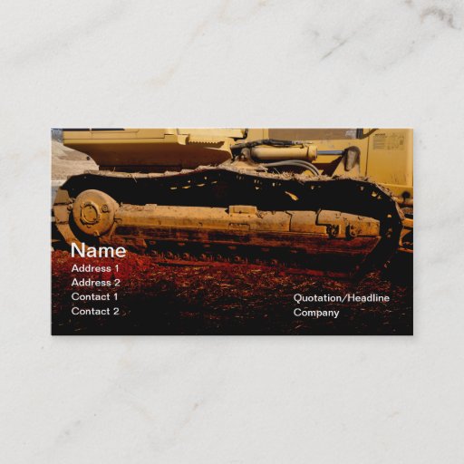 Customizable heavy duty construction equipment business card