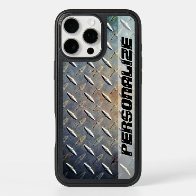 Heavy Duty Diamond Plate Steel Custom Graphic Otterbox iPhone Case (Back)