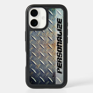 Heavy Duty Diamond Plate Steel Custom Graphic iPhone 16 Case