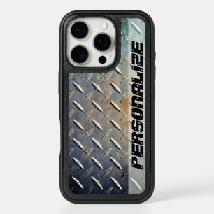 Heavy Duty Diamond Plate Steel Custom Graphic iPhone 16 Pro Case