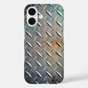 Heavy Duty Diamond Plate Steel Graphic iPhone 16 Case