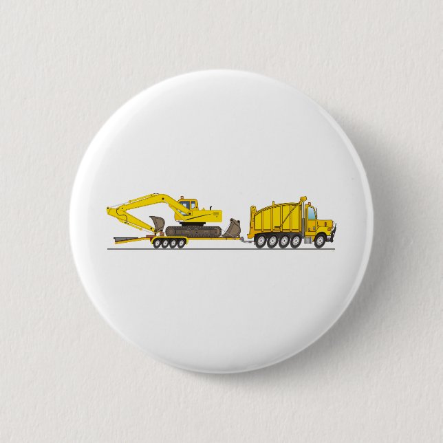 Heavy Duty Dump Truck Crane Pinback Button (Front)