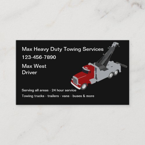 Heavy Duty Towing Services  Business Card