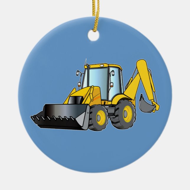Heavy Equipment: Backhoe Ceramic Ornament (Front)
