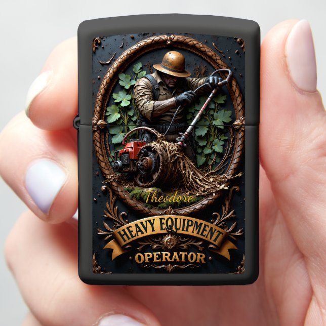 Heavy Equipment Brushcutter Operator Clearing Zippo Lighter (In Hand)