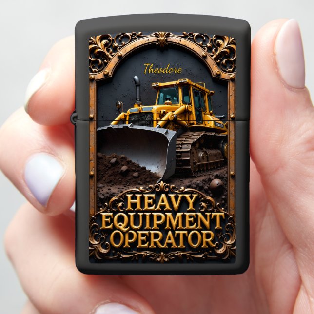 Heavy Equipment Bulldozer Blade Tracks Zippo Lighter (In Hand)