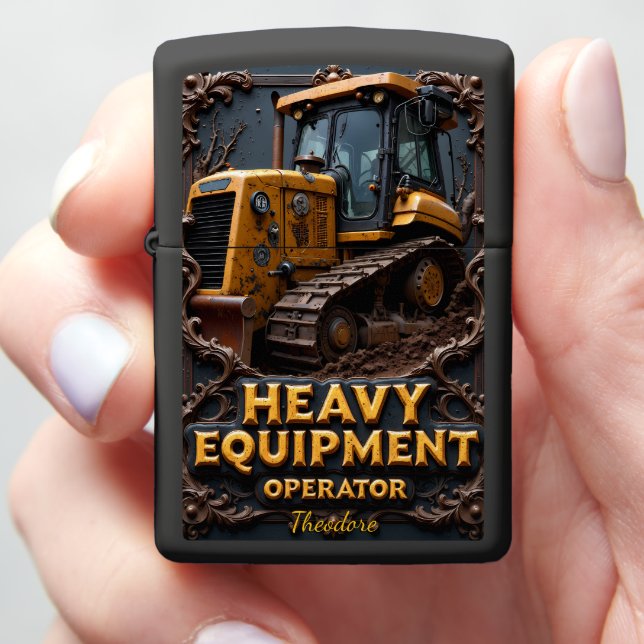 Heavy Equipment Bulldozer Tracks Mud Zippo Lighter (In Hand)