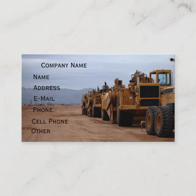 Heavy Equipment Business Card Zazzle
