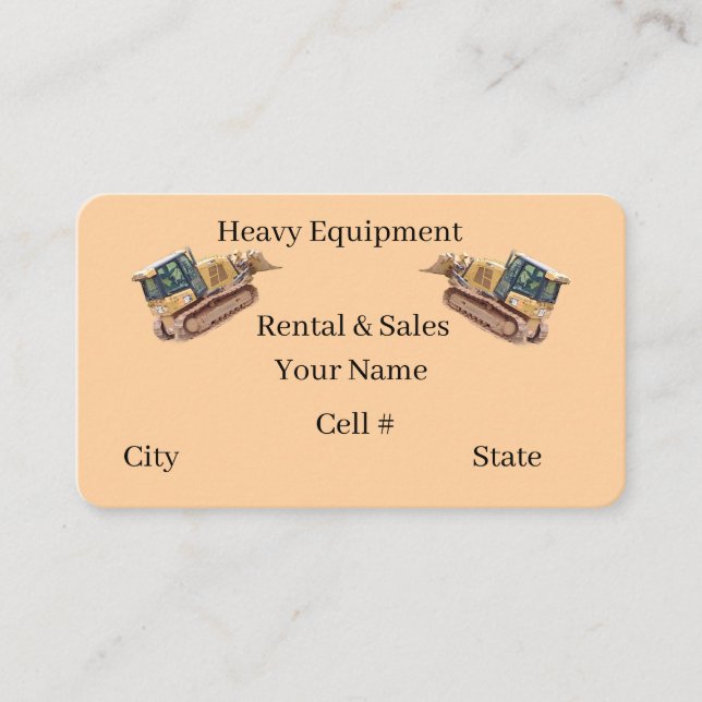 Heavy Equipment  Business Card (Front)