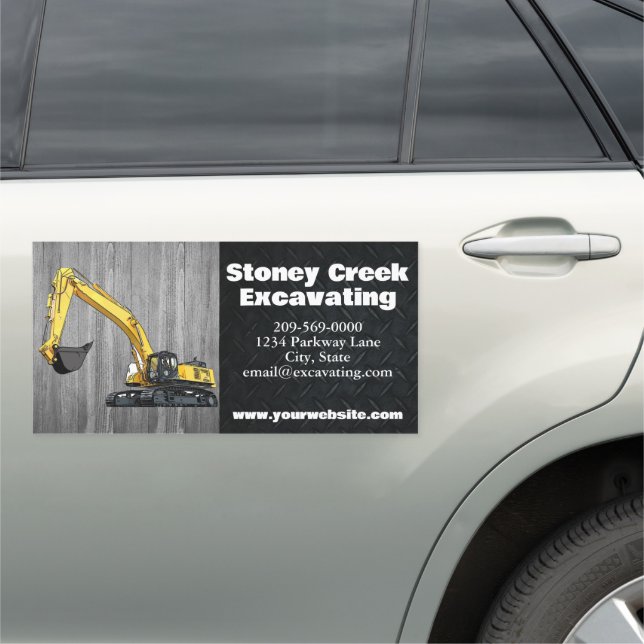 Heavy Equipment Business Excavator Construction Car Magnet (In Situ)