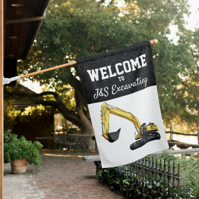 Heavy Equipment Business Excavator Construction House Flag (In SItu)
