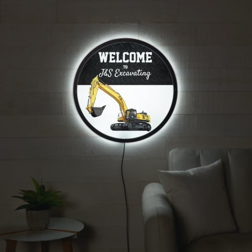 Heavy Equipment Business Excavator Construction LED Sign