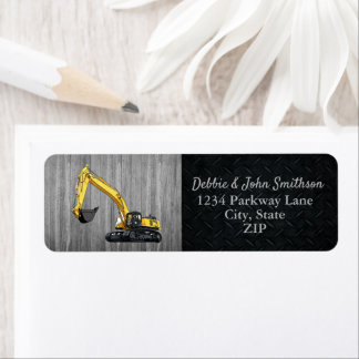 Heavy Equipment Business Excavator Return Address Label