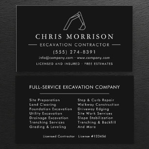 Heavy Equipment Excavation Operator Contractor  Business Card