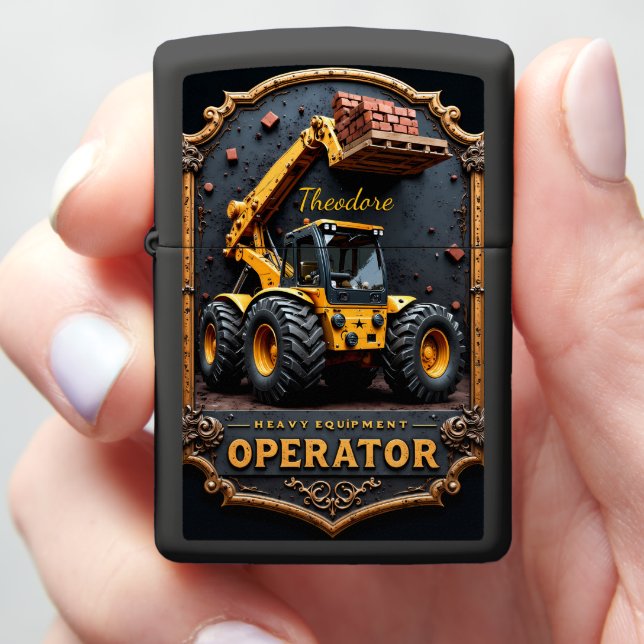 Heavy Equipment Handler Ornate Lift Zippo Lighter (In Hand)