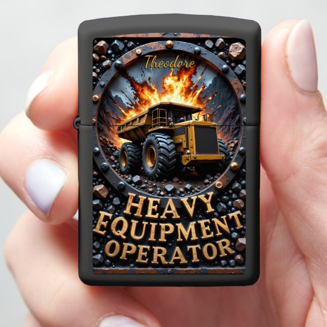 Heavy Equipment Haul Truck Explosion Zippo Lighter (In Hand)