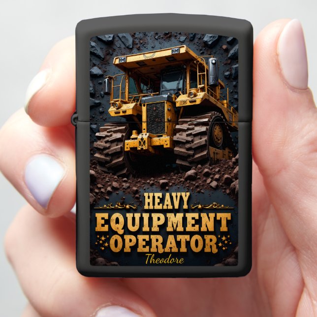 Heavy Equipment Hauler Tracks Power Zippo Lighter (In Hand)