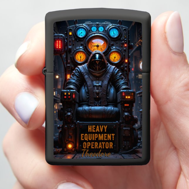 Heavy Equipment Hooded Command Control Zippo Lighter (In Hand)
