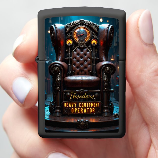 Heavy Equipment Leather Command Throne Zippo Lighter (In Hand)