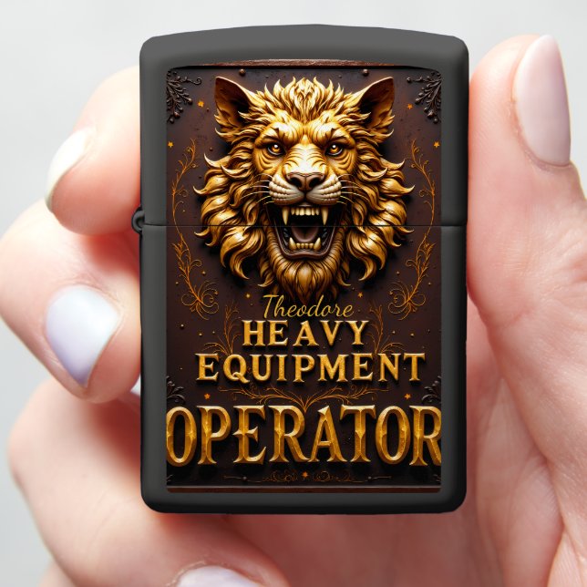 Heavy Equipment Lion Strength Operator Zippo Lighter (In Hand)