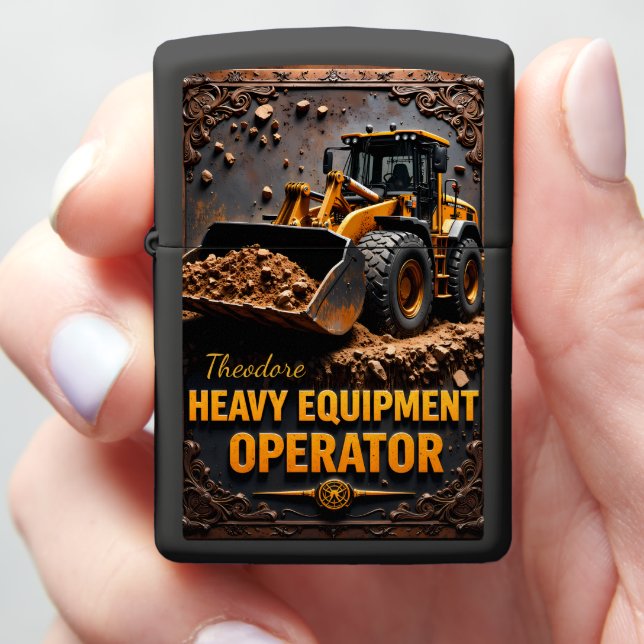 Heavy Equipment Loader Earth Ornate Zippo Lighter (In Hand)