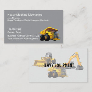 Heavy Equipment Mechanic And Maintenance Business Card