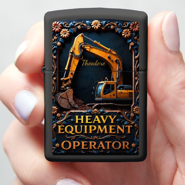 Heavy Equipment Night Excavator Elite Zippo Lighter (In Hand)