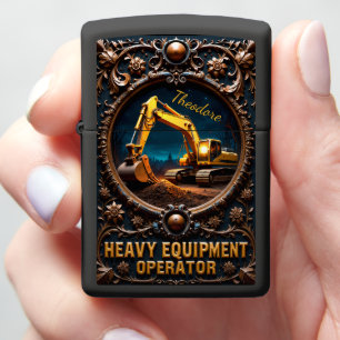 Heavy Equipment Night Excavator Forest Zippo Lighter