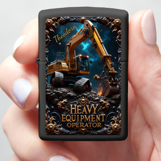 Heavy Equipment Night Excavator Master Zippo Lighter (In Hand)