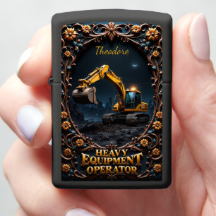 Heavy Equipment Night Excavator Urban Zippo Lighter