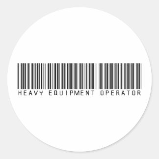 Heavy Equipment Operator Bar Code Classic Round Sticker