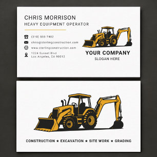 Heavy Equipment Operator Professional Business Card