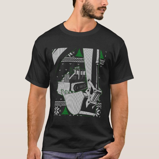 Heavy Equipment Operator Ugly Christmas Constructi T-Shirt (Front)