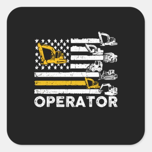 Heavy Equipment Operator Us Flag Square Sticker