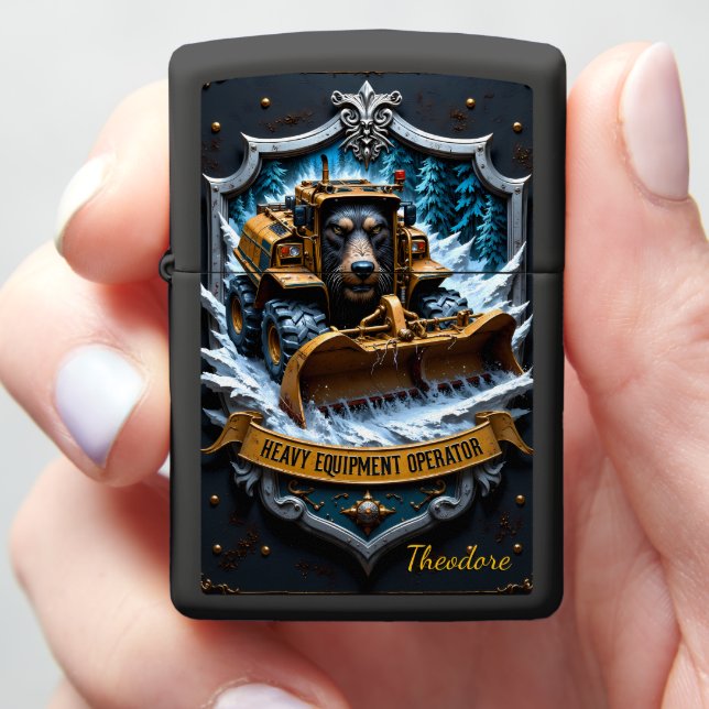 Heavy Equipment Snow Beast Warrior Zippo Lighter (In Hand)