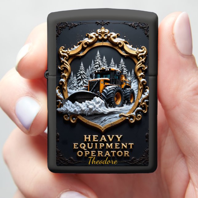 Heavy Equipment Snow Loader Ornate Zippo Lighter (In Hand)