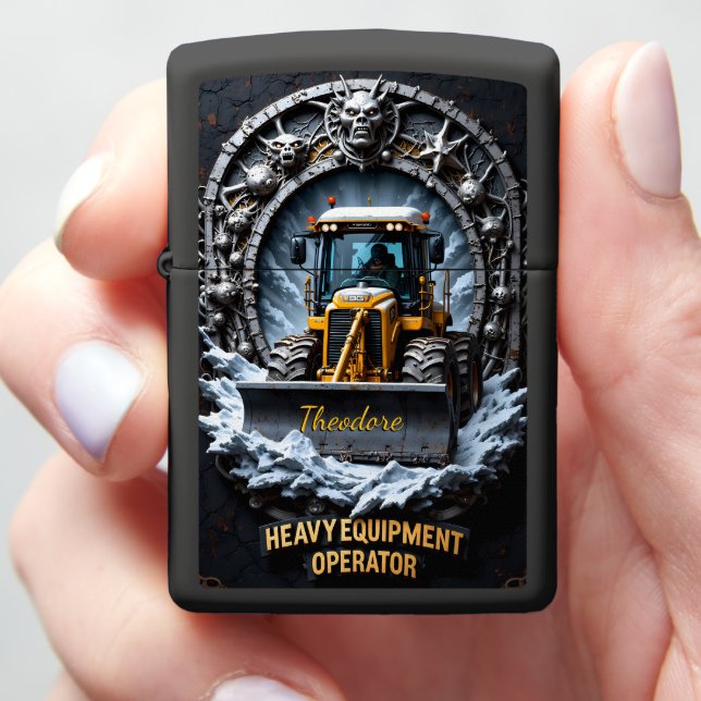 Heavy Equipment Snow Plow Gothic Zippo Lighter (In Hand)