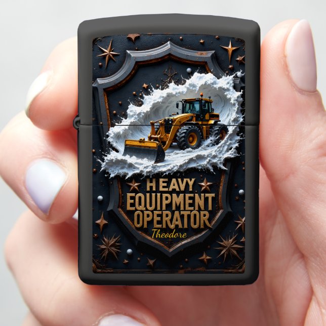 Heavy Equipment Snow Plow Winter Zippo Lighter (In Hand)