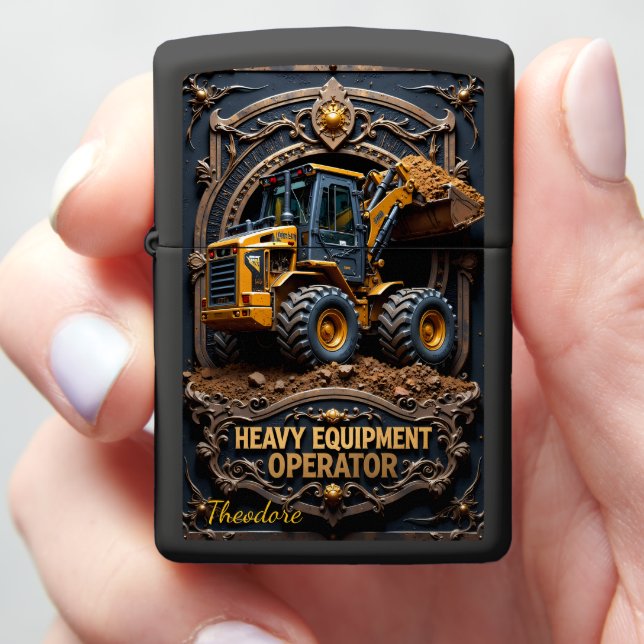 Heavy Equipment Wheel Loader Compact Zippo Lighter (In Hand)