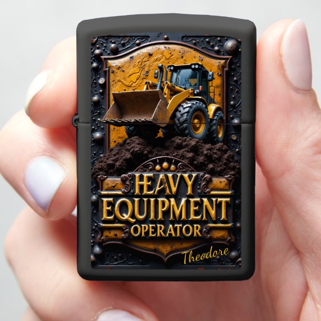 Heavy Equipment Wheel Loader Earth Zippo Lighter (In Hand)