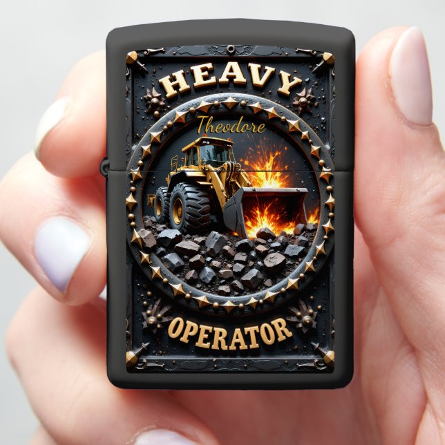 Heavy Equipment Wheel Loader Fire Zippo Lighter (In Hand)