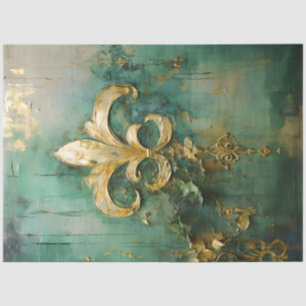 Heavy gold Victoria ornament emerald green vintage Tissue Paper
