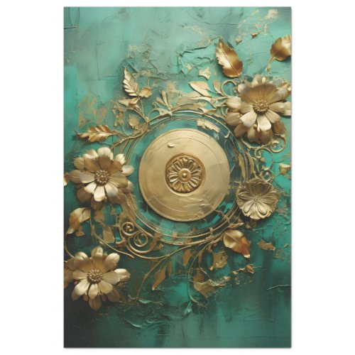 Heavy gold Victorian ornament turquoise vintage Tissue Paper