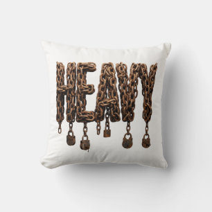 Heavy Iron Chain Typography Gym Lifting Powerlifte Throw Pillow
