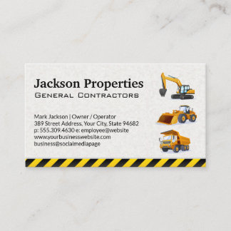 Heavy Machinery Vehicles | Construction Operators Business Card