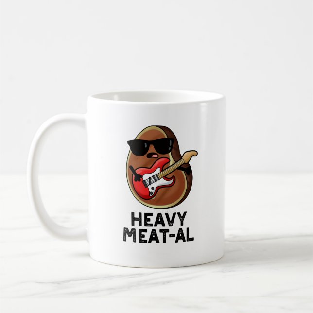 Heavy Meat-al Funny Meat Steak Pun  Coffee Mug (Left)