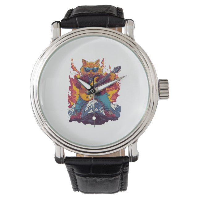 Heavy Meowtal – Rocking Cat Graphic Tee for Music  Watch (Front)