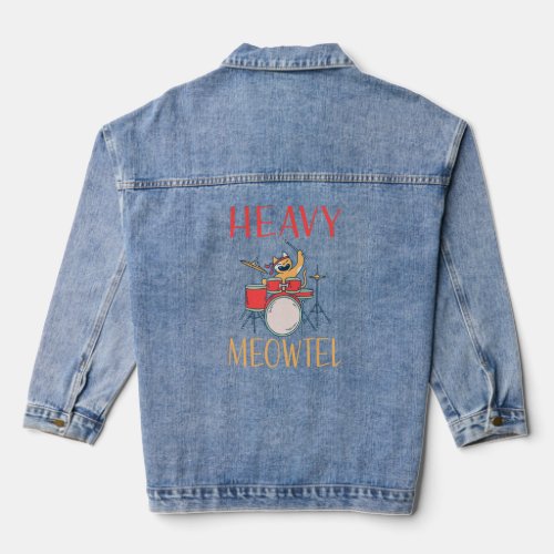 Heavy Meowtel Drummer Cat  Denim Jacket